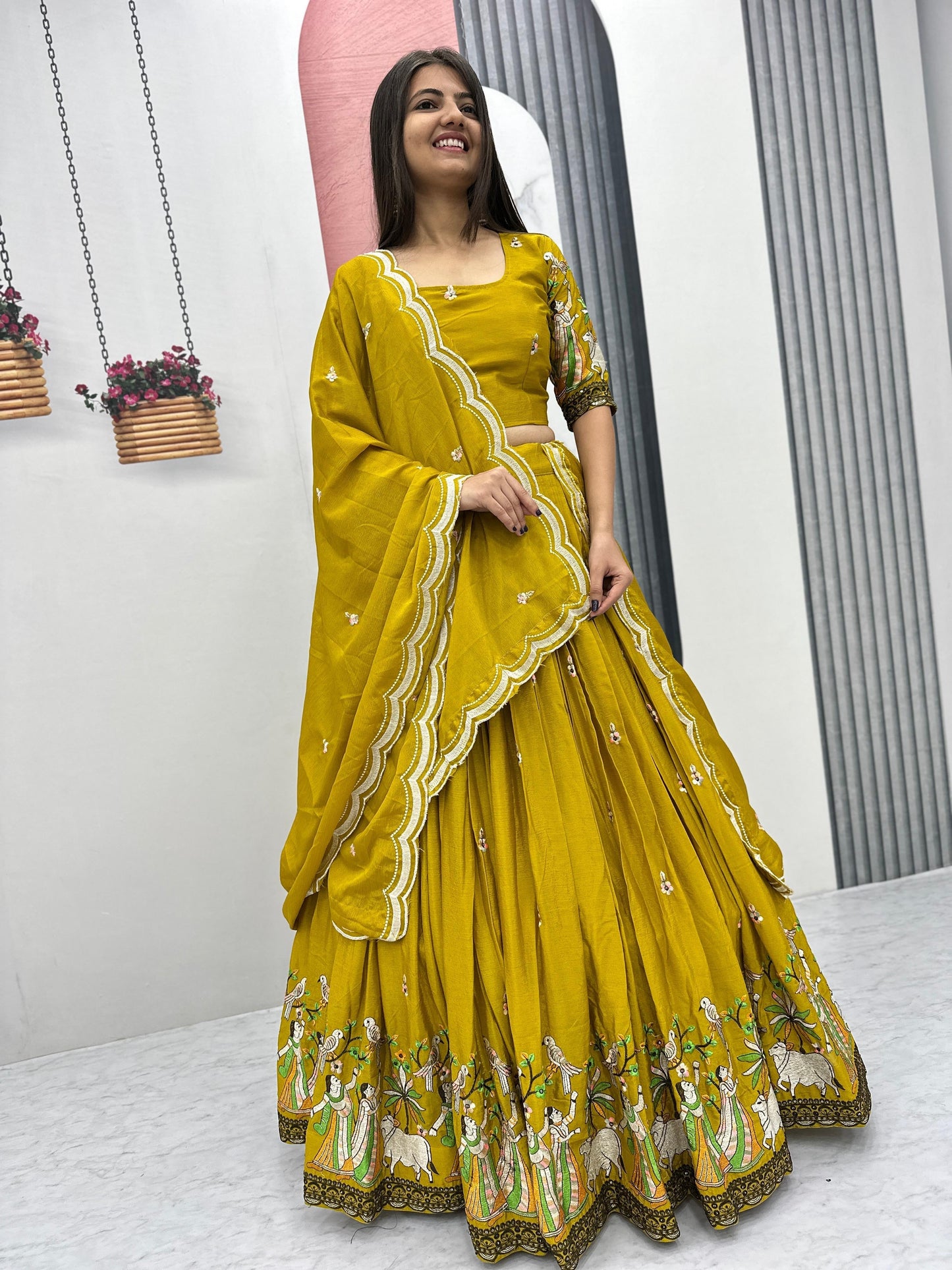 Village theme Fully Stitched Lehenga set