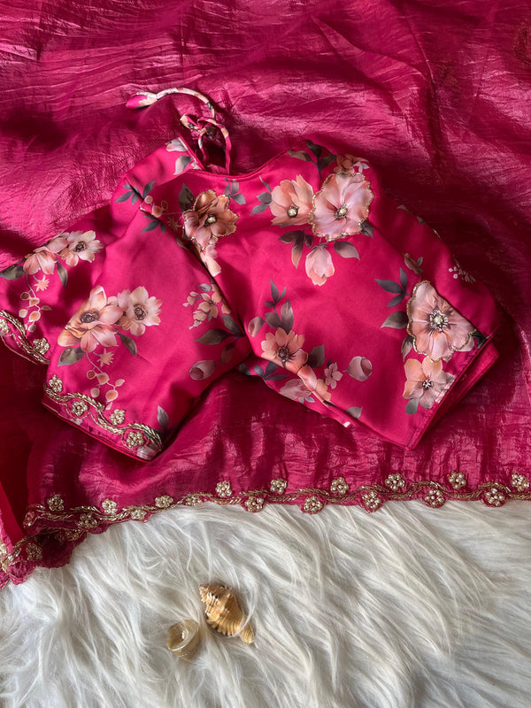Crush fancy saree with stitched Blouse