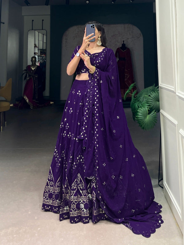 Purple Sequins Georgette Lehenga set