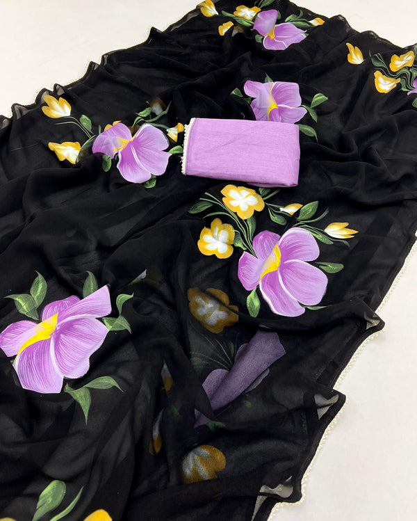 Georgette Sarees HandBrush Print