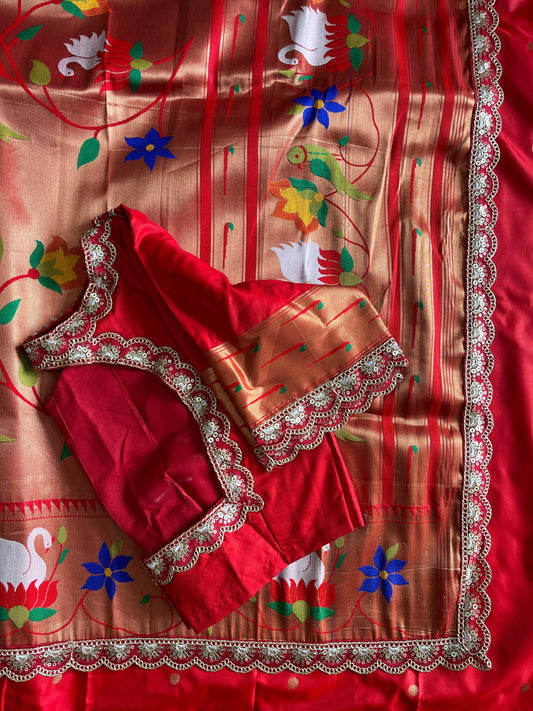 Banarasi Paithani saree with stitched blouse