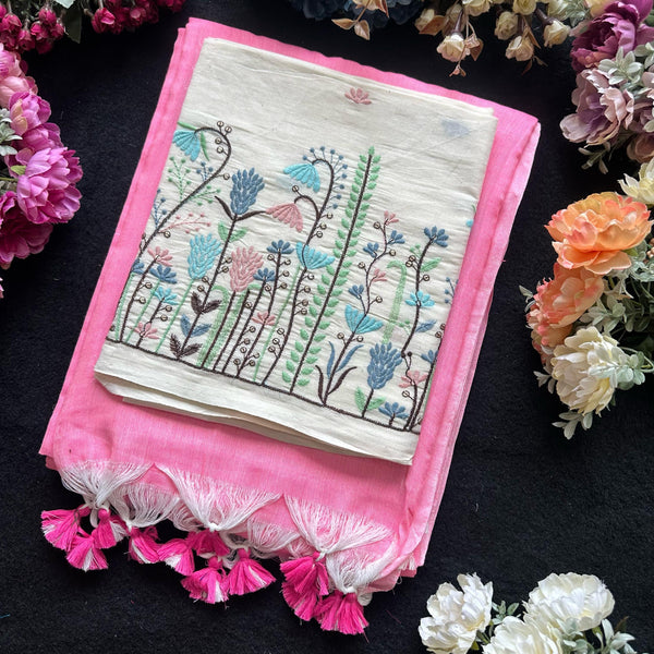 Khadi cotton with embroidery work blouse