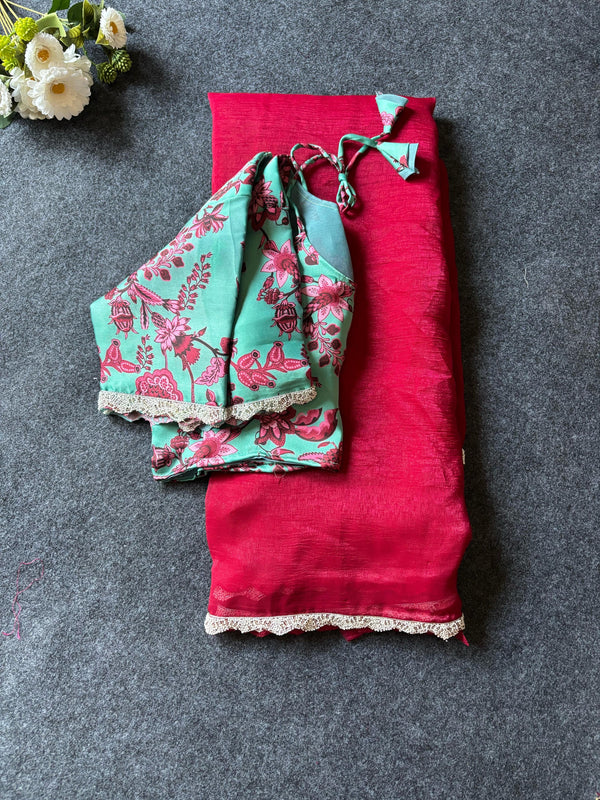 Thread model Blouse Candy Crush saree with stitched