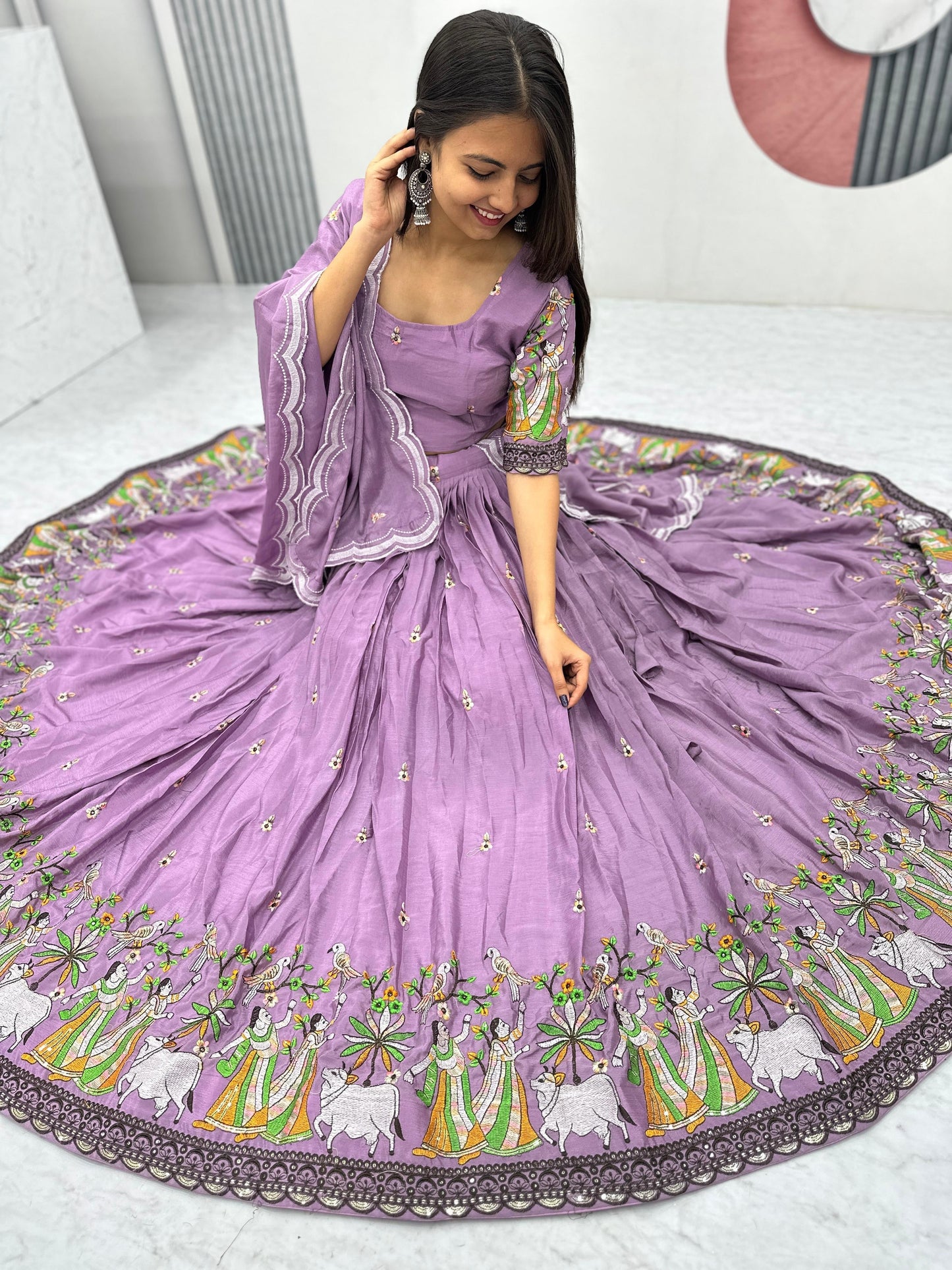 Village theme Fully Stitched Lehenga set