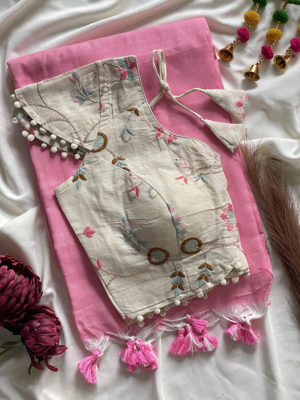 Khadi cotton with Heavy Embroidery work blouse