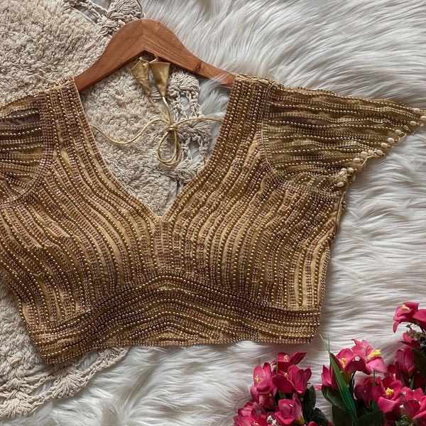 Pearl Blouse With Sleeves Stitched Fully