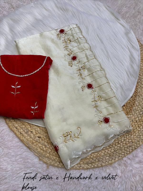 Satin Heavy MotiWork Sarees Budget friendly