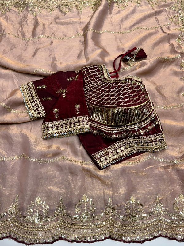 Soft Fendy work saree with stitched blouse