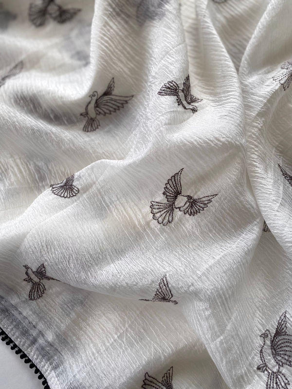 Paper Crush Embroidery saree Luxe