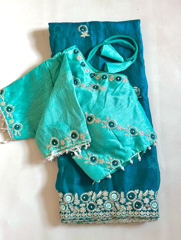 Desginer saree with stitched blosue