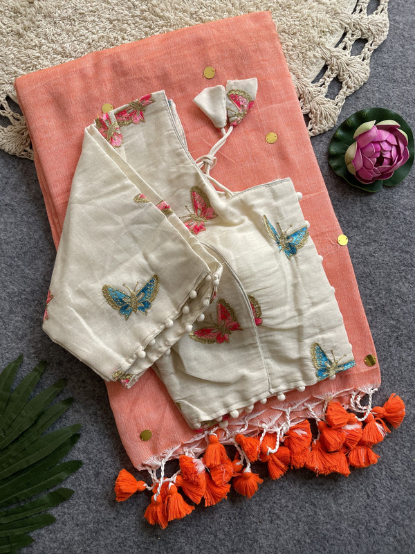 Summer Special Khadi Cotton  with stitched blouse
