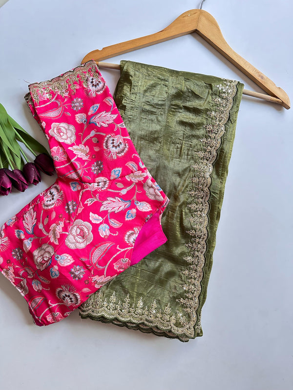 Crush Fancy Saree Budget Wear (Unstich blouse)