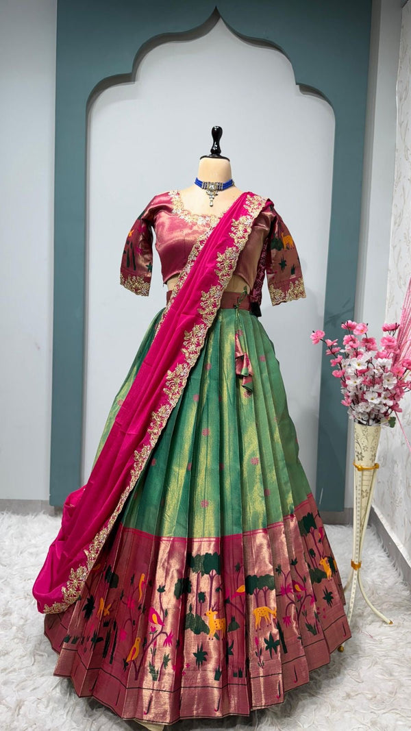 Two tone Paithani lehenga