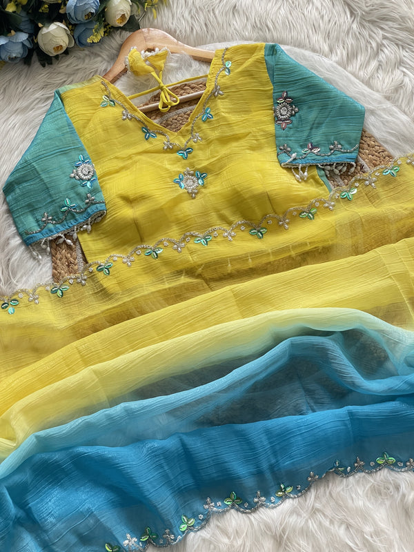 Designer Saree with stitched work blouse