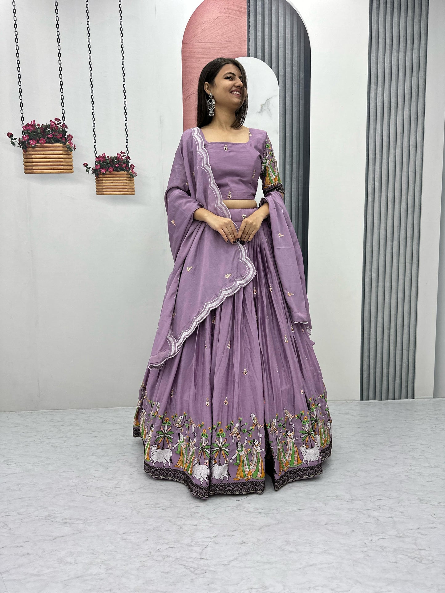 Village theme Fully Stitched Lehenga set