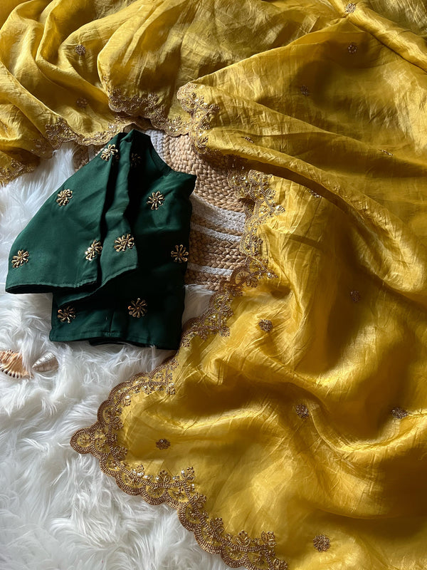 Tissue hand budget sarees (Unstich )