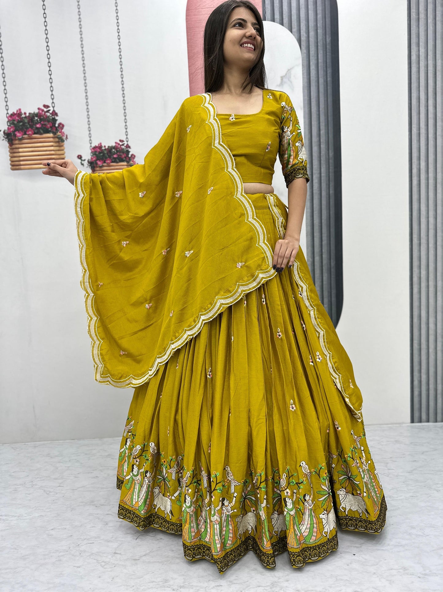 Village theme Fully Stitched Lehenga set