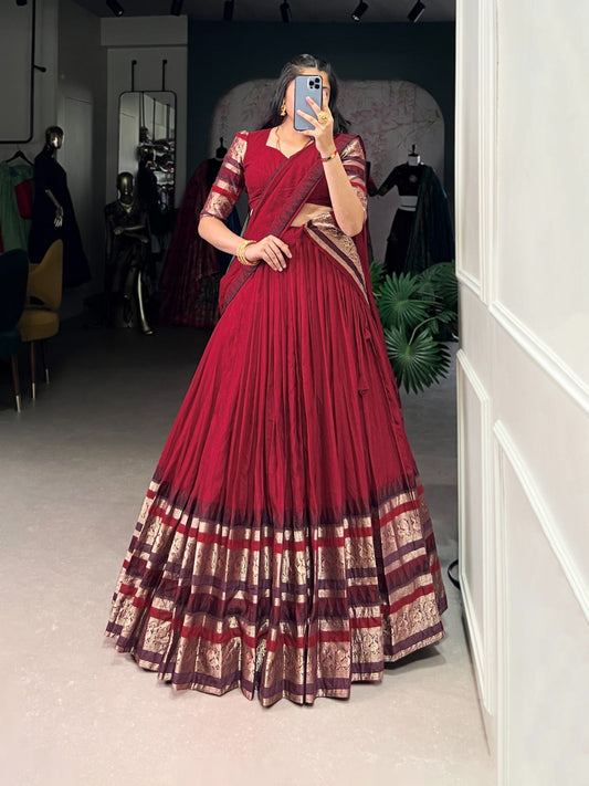 A tale Of Royalty Woven in Chanderi Zari Lehenga