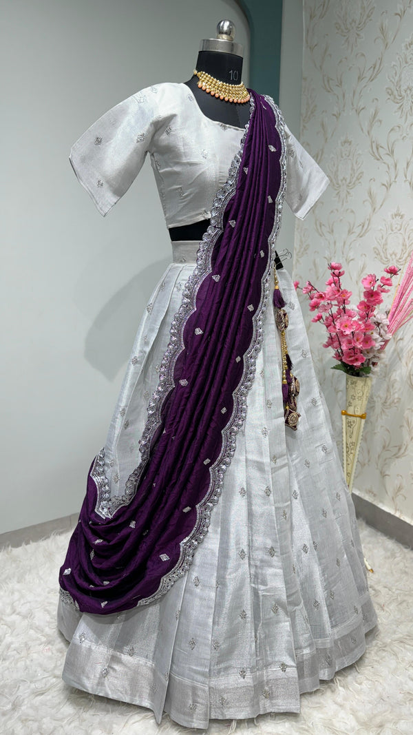 Desginer Lehenags With Cutwork Dupattas