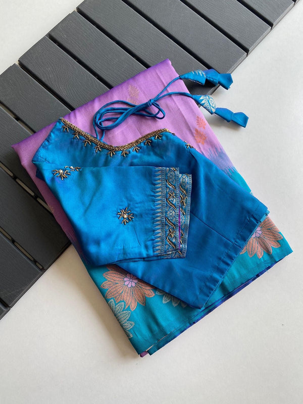 Soft silk luxe saree with stitched Blouses