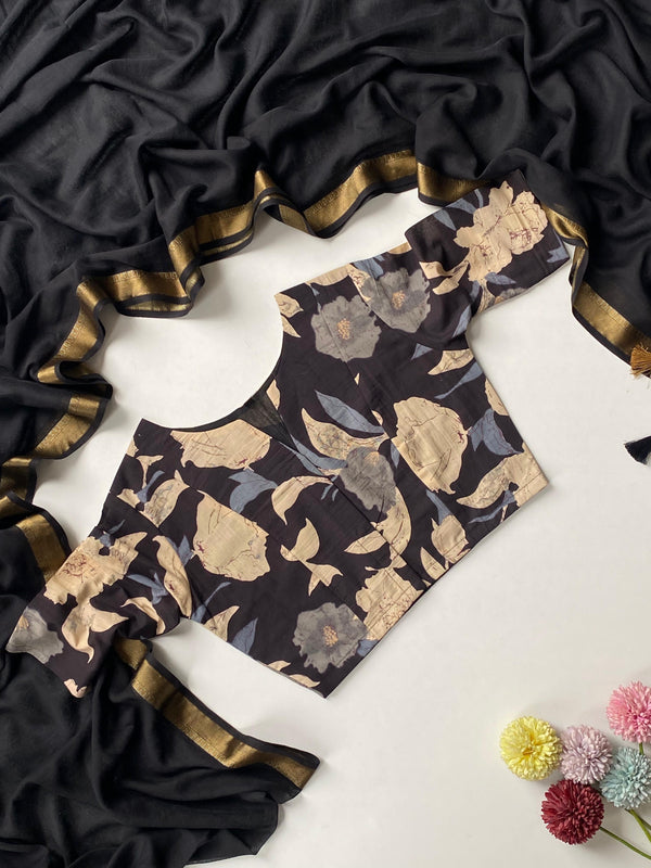 Pure Mul Cotton With stitched blouse