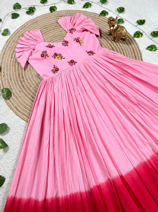 Mull mull maggam  work gowns