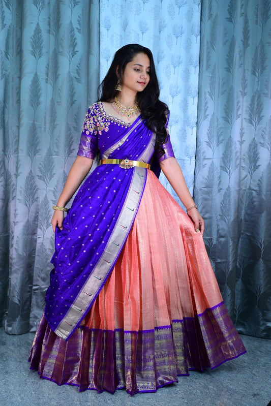 Pure Maggam work Kanchipuram lehengas