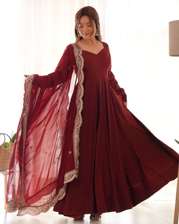 Celebrate Style Anarkali Gowns with cutwork dupatta
