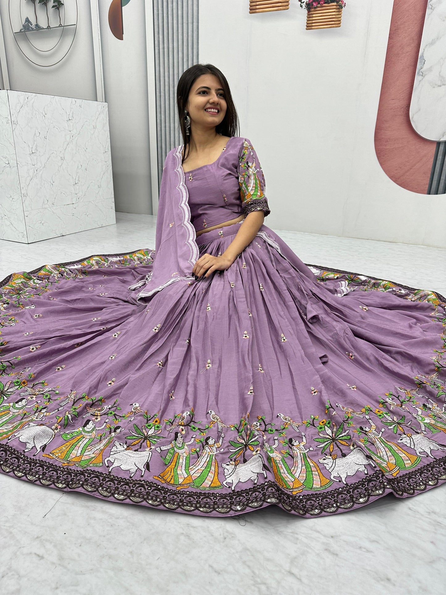 Village theme Fully Stitched Lehenga set