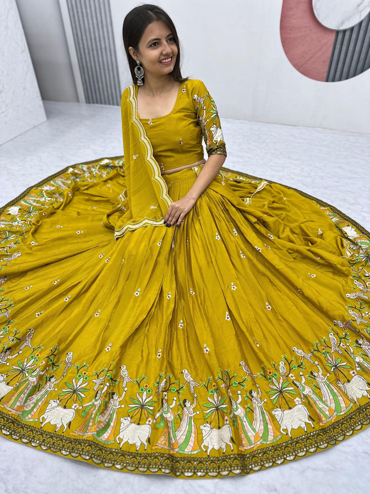 Village theme Fully Stitched Lehenga set