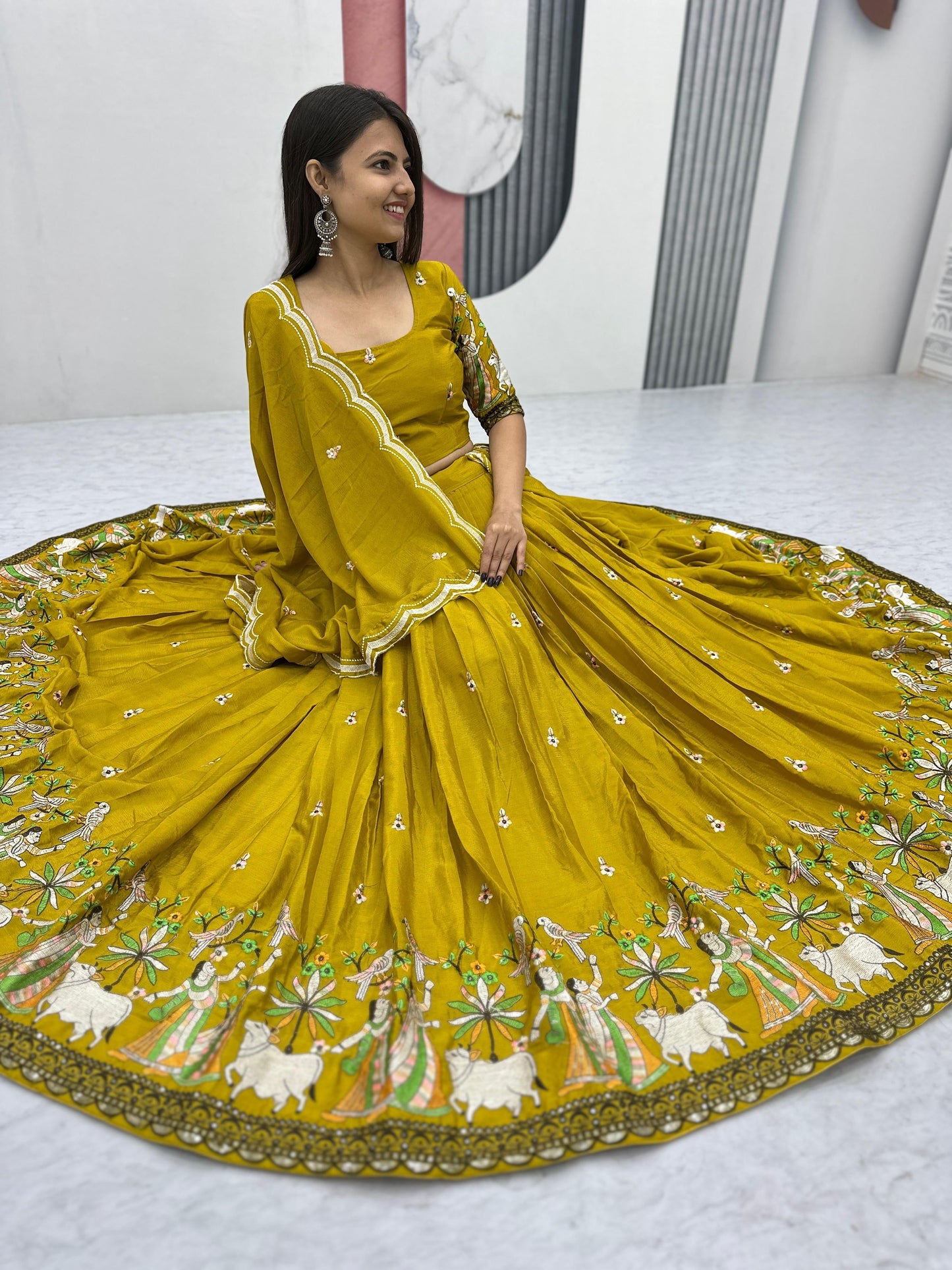 Village theme Fully Stitched Lehenga set