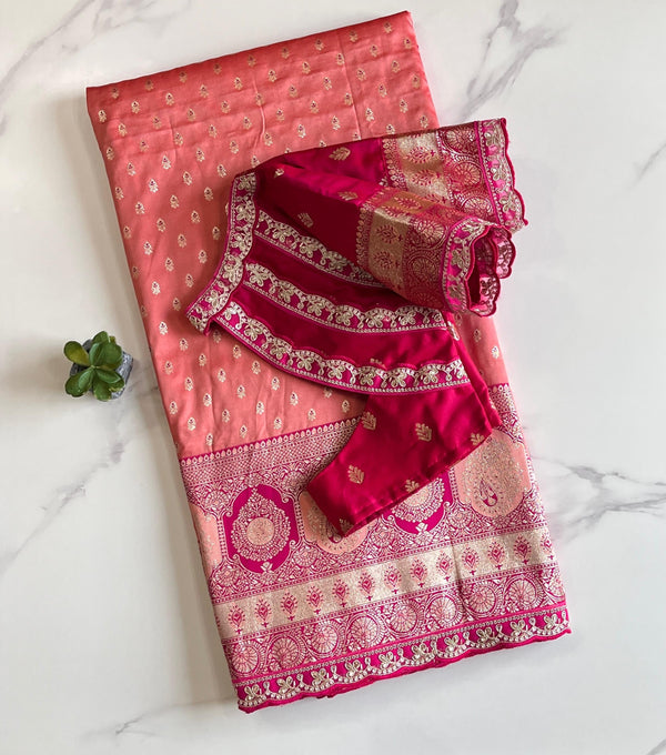 Weaving  Banarasi saree with stitched blouse