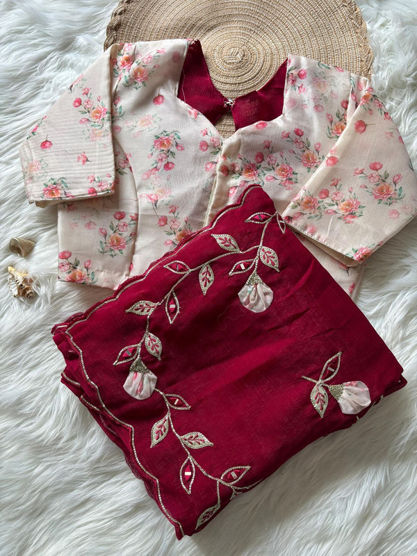 Soft Crunchy crush stitched blouse sarees