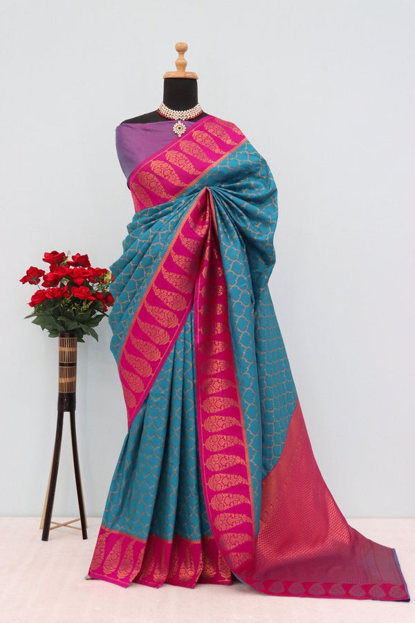 Elision Rama Soft Banarasi Silk Saree With Lagniappe Blouse Piece