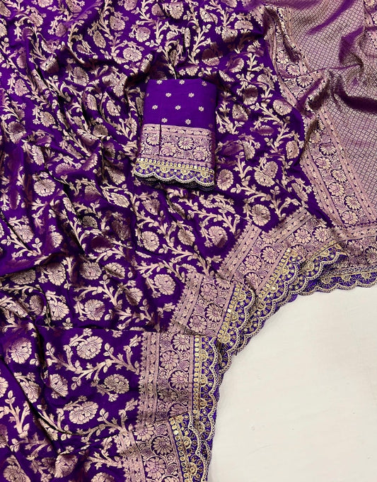 PURE KHADDDI GEORGETTTE DESIGNER SAREE
