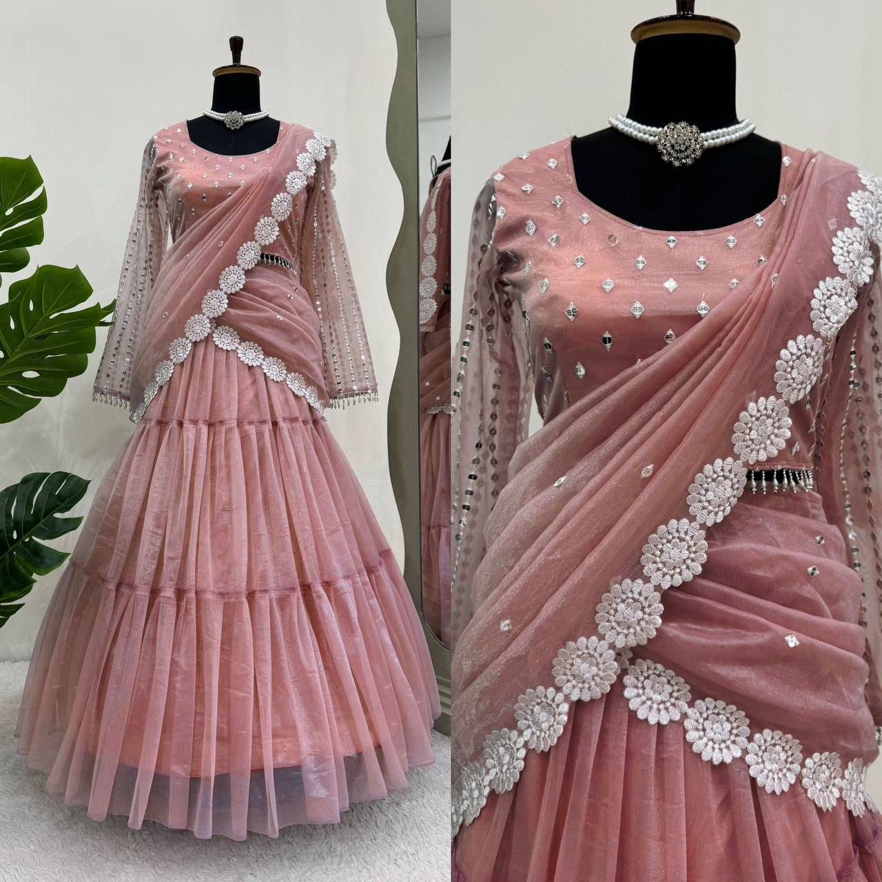 Twil Orgnza LEHENGHA SAREE