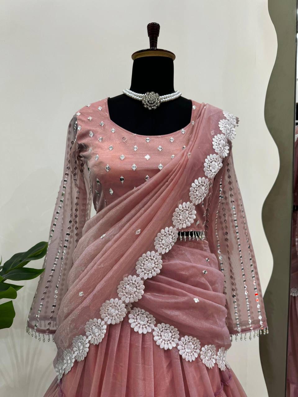 Twil Orgnza LEHENGHA SAREE