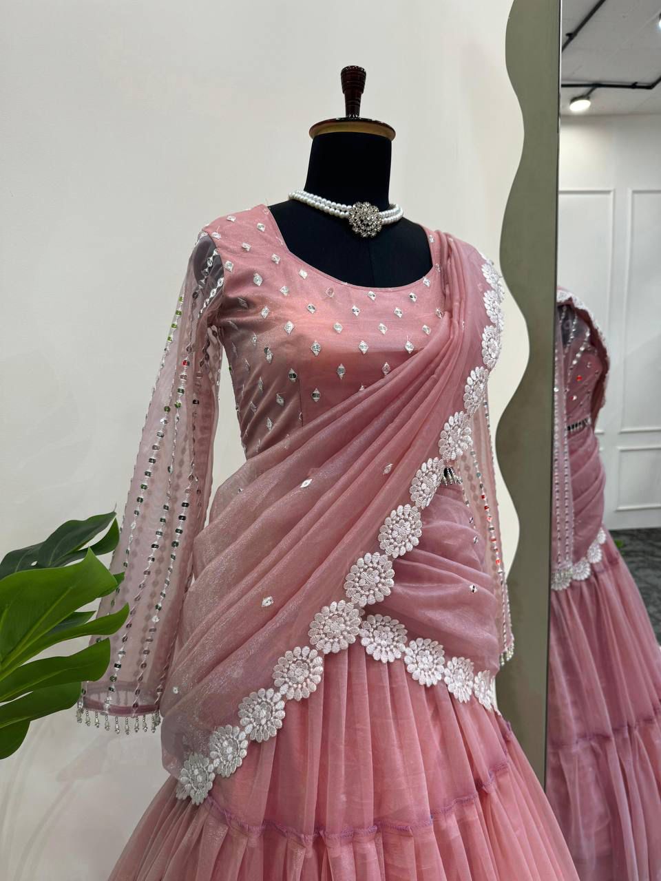 Twil Orgnza LEHENGHA SAREE