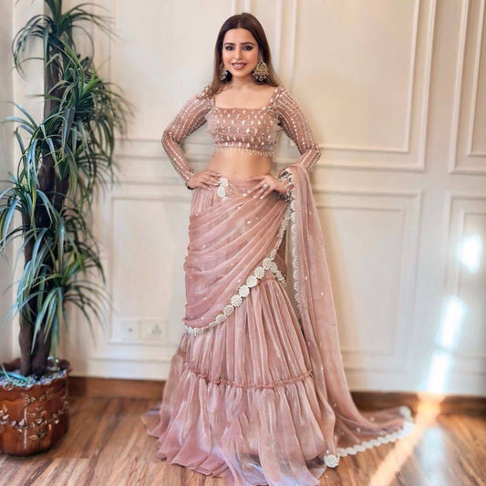 Twil Orgnza LEHENGHA SAREE