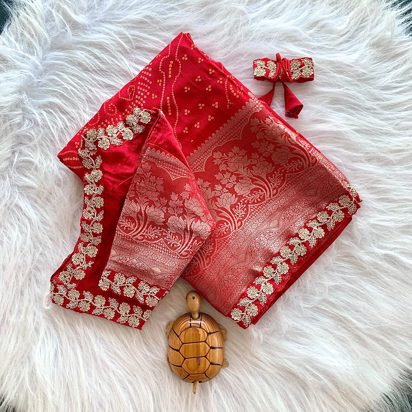 DOLA SILK SAREE IN BANDHNI PRINT