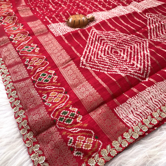 COTTON SAREE WITH ALL OVER BANDHEJ PRINT