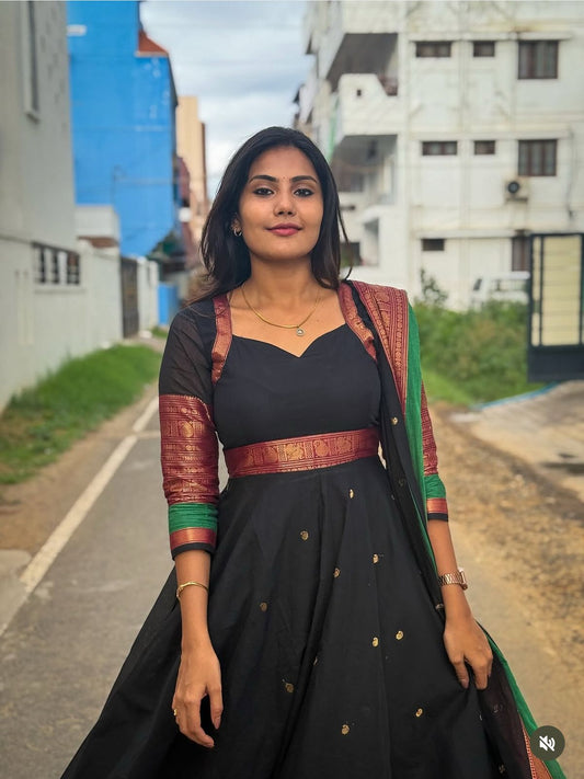 Black Gown  Duptta Silk Cotton