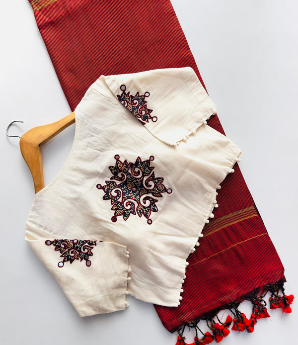 KHADICOTTON SAREE WITH ALL OVER ZARI LINNING