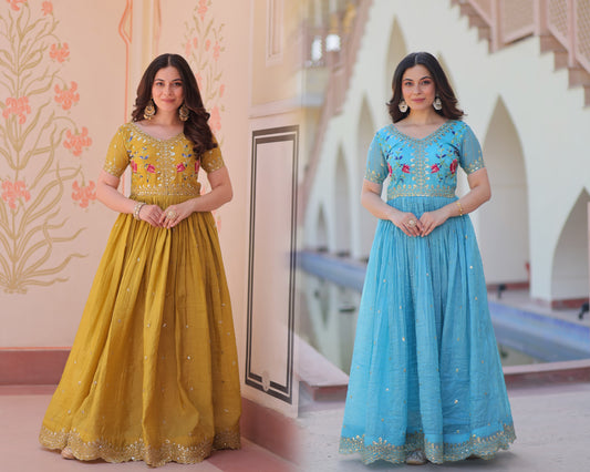 Multi Thread Embroidery Gown