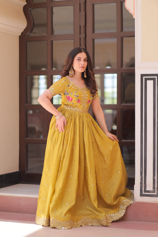 Multi Thread Embroidery Gown