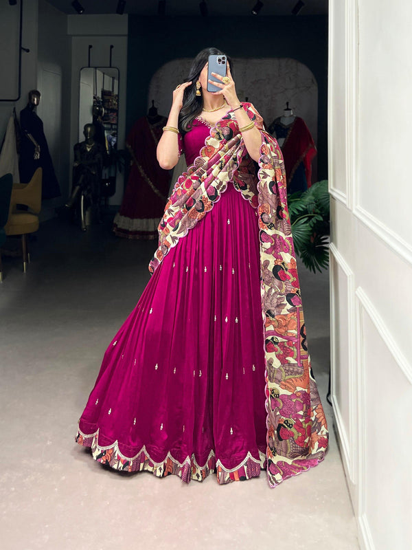 Kalamkari new vichitra silk Lehengas