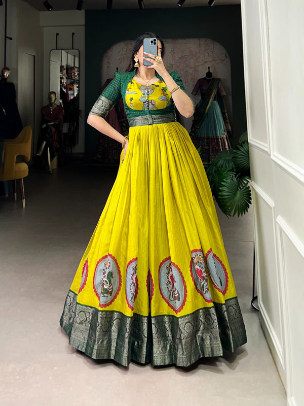 Kalamkari Print Gown With Koti