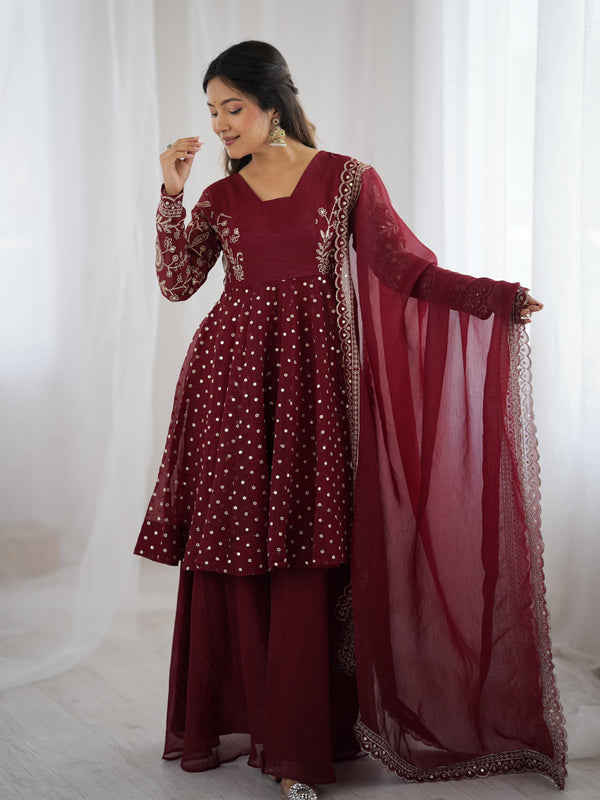 Fancy Designer Heavy Embroidery Work Top With Bottom Set