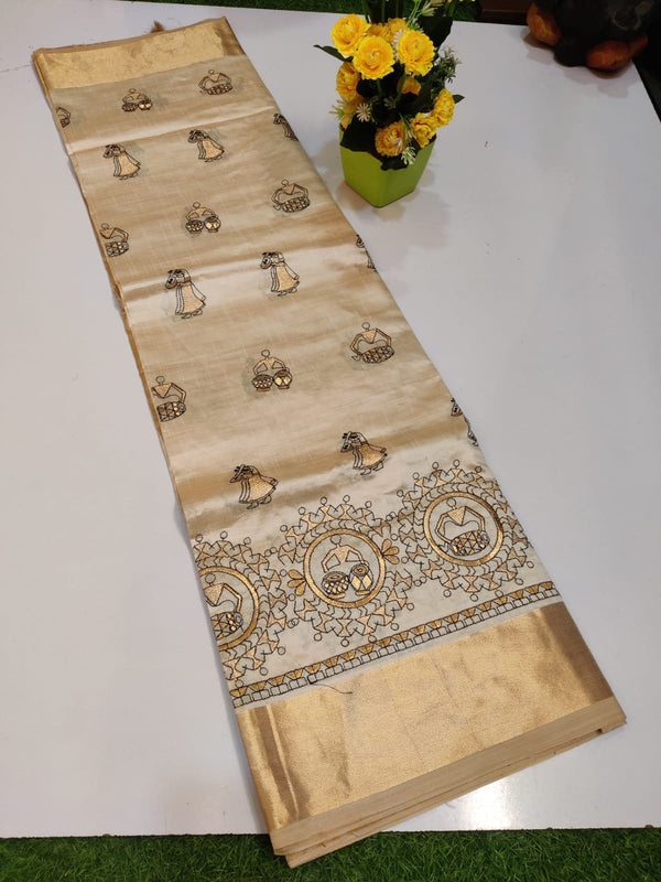 onam special Tusser quality with designery fancy weaving