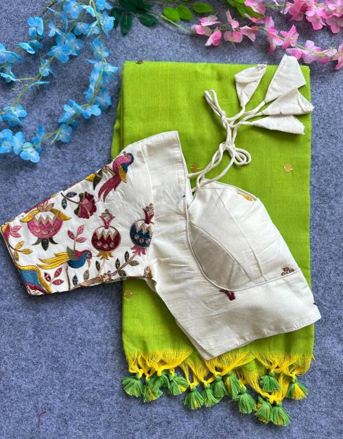 Khadi cotton Sequence Saree with running blouse